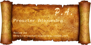 Preszter Alexandra névjegykártya