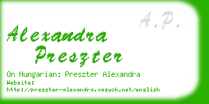alexandra preszter business card